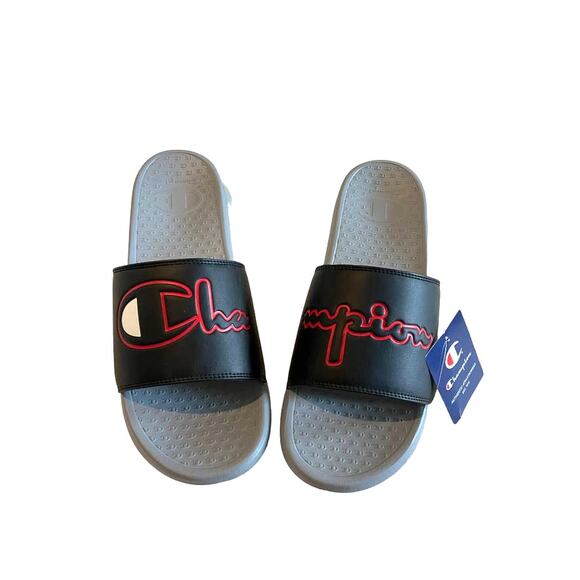 Champion Super Slide Split Script Mens Shoe 14‎ NWT Black/Grey - Picture 1 of 11